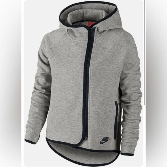 Nike Other - Nike Gray/YellowTech Fleece FZ Cape Hoodie Zip Jacket (Girls Size: L)